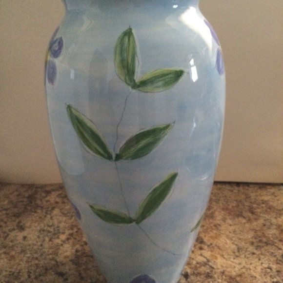 Big 13" porcelain vase made in Portugal flower & leaf decorative beautiful - Picture 3 of 6